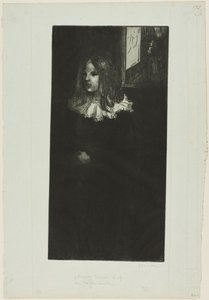 Jong meisje met witte halsband door Théophile Alexandre Pierre Steinlen