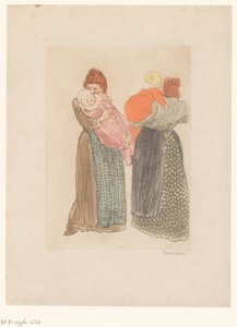 Twee moeders met kinderen door Théophile Alexandre Steinlen (signed by artist)
