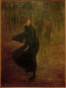 Jonge werkster op straat door Théophile Alexandre Steinlen