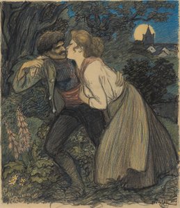 De teef bij de wolf, 1900 door Théophile Alexandre Steinlen