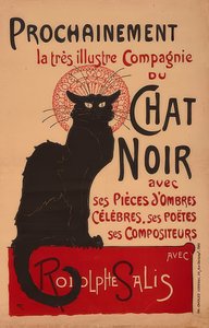 Prochainement la très illustre Compagnie du Chat Noir met Rodolphe Salis (2e versie) door Théophile Alexandre Steinlen