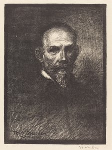 Zelfportret Steinlen en face, hoofd recht door Théophile Alexandre Steinlen