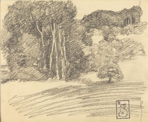 Het bos bij Courdemanche door Théophile Alexandre Steinlen
