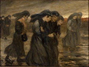 De terugkeer van de arbeiders, 1903 door Théophile Alexandre Steinlen
