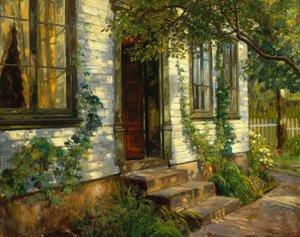 Zon op oude huis muur, Fredriksvern