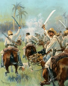 Een aanval van Cubaanse cavalerie gewapend met machetes