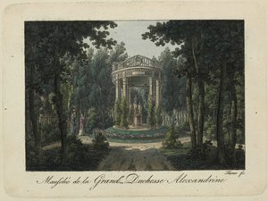 Het monument voor Groothertogin Alexandra Pavlovna in Pavlovsk