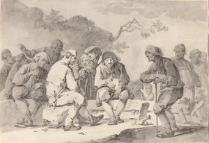 Zelfportret met Plattelandsmensen uit Appenzell door Tiberius Dominikus Wocher