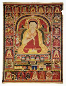 Portret van de Grote Thangpa (1142-1210) late 13e eeuw door Tibetan School