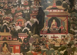 Scènes uit het leven van de Boeddha Shakyamuni door Tibetan School