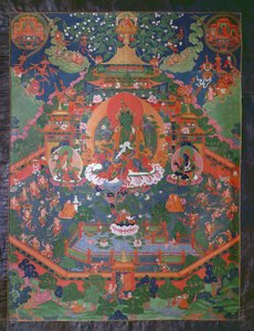 Thangka met Groene Tara door Tibetan School