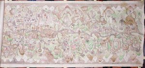 Het zonneeinde van de Tsari rongkor (beschilderd doek) door Tibetan School