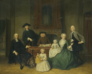 Portret van de familie Brak, Amsterdamse Mennonieten door Tibout Regters