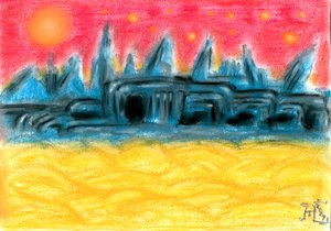 Zonsondergang in Alien City door Tim Hoinkis