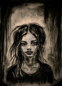 Portret met donkere blik door Tim Hoinkis