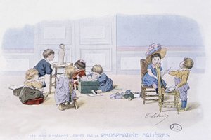 Kinderspel: schilderen en modelleren - getekend door Lobrichon, uitgegeven door Phosphatine Falières, circa 1920 door Timoleon Marie Lobrichon