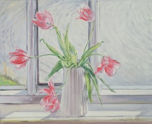 Tulpen Tegen Bewegend Water