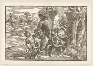Karikatuur op de Laocoöngroep door Titiaan