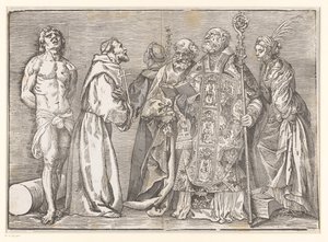 Zes staande heiligen door Titiaan