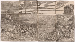 De ondergang van het leger van de farao in de Rode Zee door Titian (c.1488 1576)