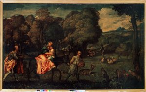 De vlucht naar Egypte door Titian (c.1488 1576)
