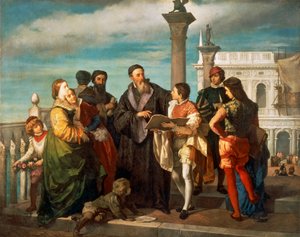 De ontmoeting tussen Titiaan en de jonge Veronese op de Ponte della Paglia door Titian (c.1488 1576)