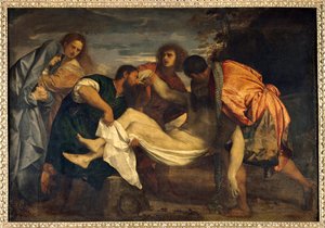 Het graf. Schilderij door Tiziano Vecellio (le Titian) door Tiziano Vecelli