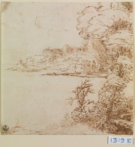 Uitzicht op een bergachtige kust door Titian (c.1488 1576)