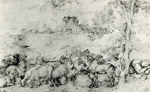 Landschap met kudde schapen