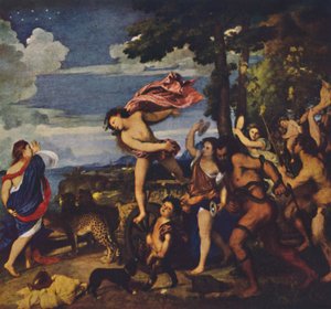 Bacchus en Ariadne, 1520-1523, c1950 door Tiziano Vecelli