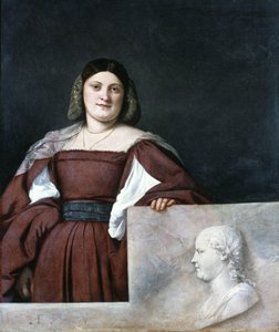 Portret van een dame, La Schiavona De Dalmatische vrouw, ca. 1510-1512 door Tiziano Vecelli
