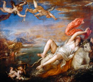 De verkrachting van Europa, 1560-1561 door Tiziano Vecelli