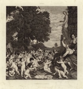 De aanbidding van Venus door Tiziano Vecelli