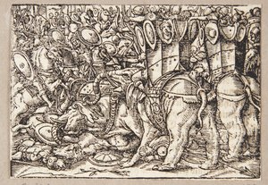 De slag tussen de Romeinen en de Tarentijnen