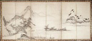 Reizigers op een Brug aan het Meer, ca. 1700 door Toetsu Toetsu