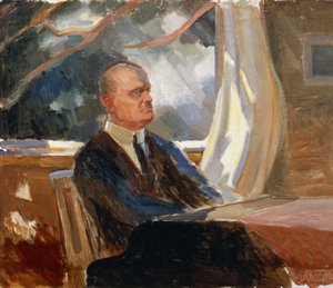 Portret van de Finse componist en violist Jean Sibelius