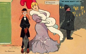 Mijn vrouw laat me niet (chromolitho)