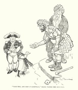 "Neem dit, en bewaar het zorgvuldig," waarschuwde Magog haar plechtig (litho) door Tom Browne