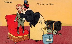 De Tante kus (kleur litho)