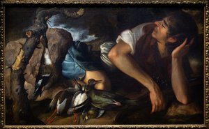Slapende jager in een landschap door Tomas Yepes