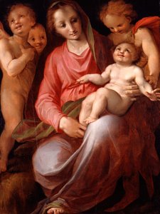 Madonna en kind met de jonge St. Johannes, 1570 door Tommaso Manzuoli
