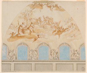 Project voor een Fresco in de Koepel van de Kathedraal in Citta di Castello door Tommaso Maria Conca