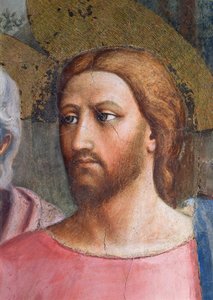 De Schattingpenning: Hoofd van Christus, detail, ca. 1427 door Tommaso Masaccio