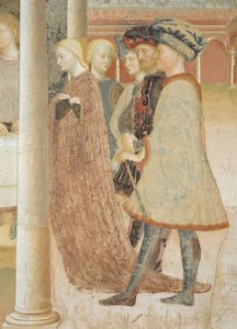Levenscyclus van Johannes de Doper: Het banket van Herodes en Herodias ontvangt het hoofd van Johannes de Doper door Tommaso Masolino da Panicale