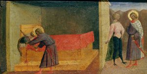 St. Julian de Hospitaller doodt zijn moeder en vader door Tommaso Masolino da Panicale