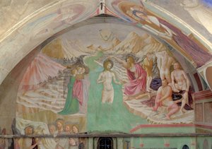 De Doop van Christus, uit de Cyclus van het Leven van St. Johannes de Doper door Tommaso Masolino da Panicale