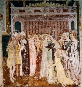 Afscheid (detail), detail uit Verhalen van St. Ursula door Tommaso da Modena