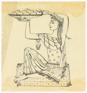 Ontwerp voor Zilvergravure: Zittende Vrouw door Tommi Parzinger