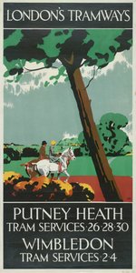 Putney Heath, Wimbledon, London County Council LCC Tramways poster, 1927 door Tony Castle