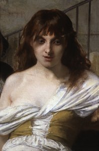 Een gekke vrouw. Detail van Philippe Pinel bevrijdt de krankzinnigen in La Salpêtrière door Tony Robert Fleury